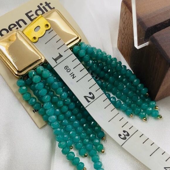 Nordstrom Gold and Green Statement Earrings - Picture 2 of 5